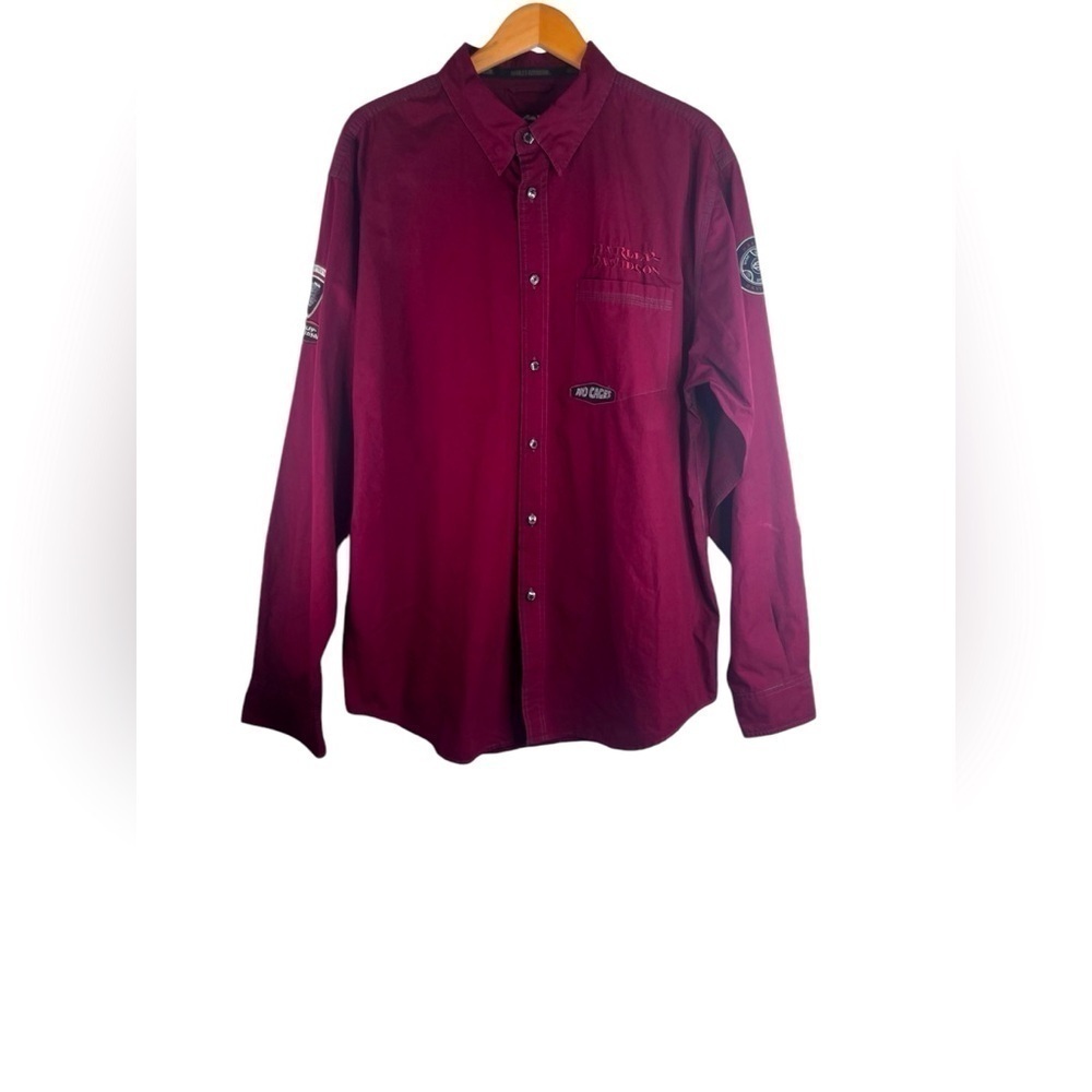 Harley Davidson Maroon Long Sleeve Shirt No Cages Get Your Shift Together XL